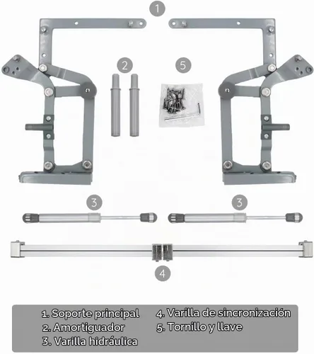 Vista 6 de HOWHY - Bisagras verticales para puerta de armario, bisagras con cierre lento Smooth 250N gas spring lift for 23.6-35.4in upper doors. Features