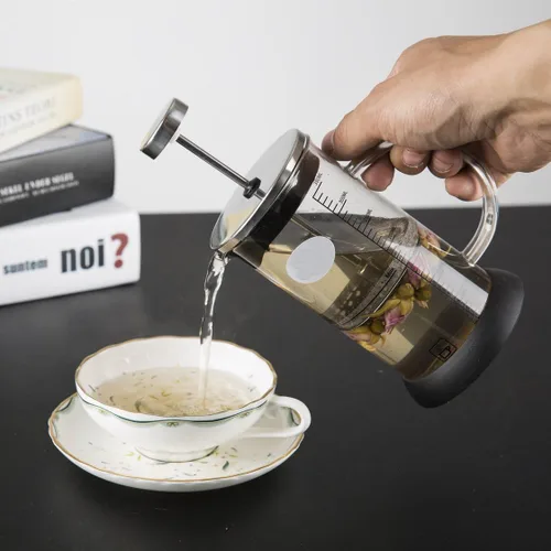Vista 4 de Kit de prensa francesa de filtro de café de vidrio marca de escala de 11.8 fl oz
