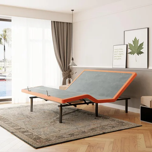 Vista 13 de ESHINE Base de cama ajustable + colchón híbrido de 14 pulgadas Twin XL (Suave Medio) - Espuma viscoelástica de gel de lujo, bases de cama con Gris