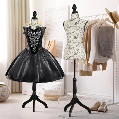Vista 13 de Maniquí de espuma corporal para mujer, maniquí de espuma de 60 a 67 pulgadas, maniquí de vestido ajustable con base de trípode de madera