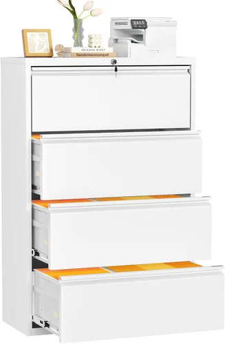 Vista 13 de INTERGREAT - Archivador de 3 cajones, gabinetes de archivo de metal con cerradura, gabinete móvil de oficina con ruedas para tamaño legal/carta