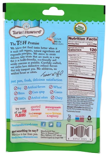 Vista 2 de Torie & Howard Chewie Fruities - Caramelos orgánicos surtidos de sabores, bolsa de 4 onzas