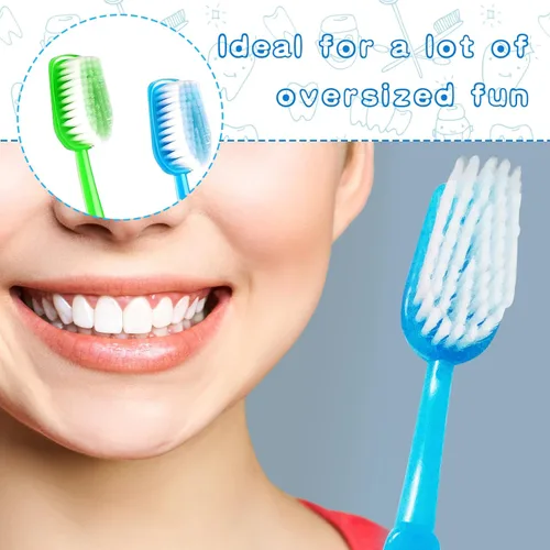 Vista 3 de Paquete de 2 cepillos de dientes gigantes de 15.75 x 1.57 pulgadas, cepillos de baño de gran tamaño, artículo de comedia enorme para accesorio