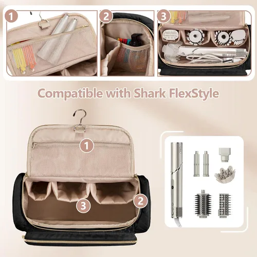 Vista 2 de Fasrom Funda de transporte de viaje compatible con el sistema Shark FlexStyle Air Styling & Drying HD430/HD435, bolsa de almacenamiento para secador