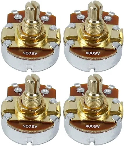 Vista 11 de FLEOR Potenciómetro cónico de audio con eje de 0.709 in, 4 piezas, tamaño completo, para guitarra, A250K