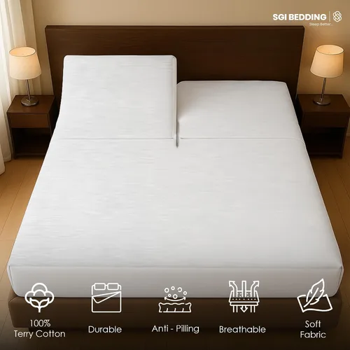 Vista 3 de SGI bedding Funda protectora de colchón impermeable con parte superior dividida tamaño Queen de 60 x 80 pulgadas, parte superior de 28 pulgadas