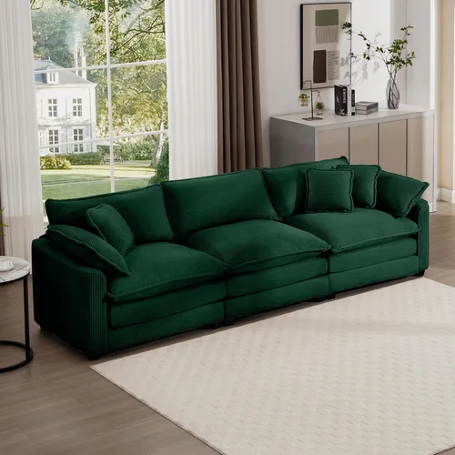 Vista 22 de Aoowow Sofá de dos plazas de pana, modernos sofás de nube de 2 plazas para sala de estar, sofás modulares de nube seccionales con asiento profundo
