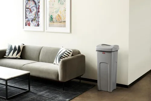 Vista 2 de Rubbermaid Commercial - bote de basura cuadrada intocable, Gris