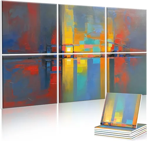 Vista 16 de JBER Paneles acústicos artísticos, paquete de 8 paneles acústicos para decoración de pared con autoadhesivos, paneles de absorción de sonido