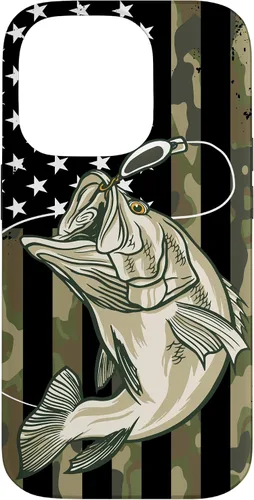 Vista 17 de Funda de camuflaje para iPhone 16, diseño de bandera estadounidense, pescador, pescador, camuflaje