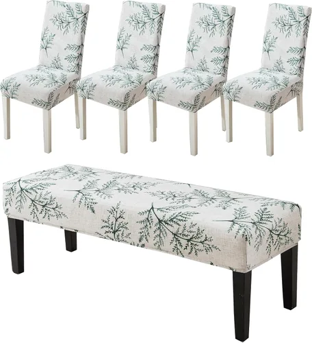 Vista 14 de CRFATOP 4 Piezas de Fundas Elásticas para Silla de Comedor con Funda para Banco Fundas Impresas para Silla de Comedor Fundas para Cojín de Asiento