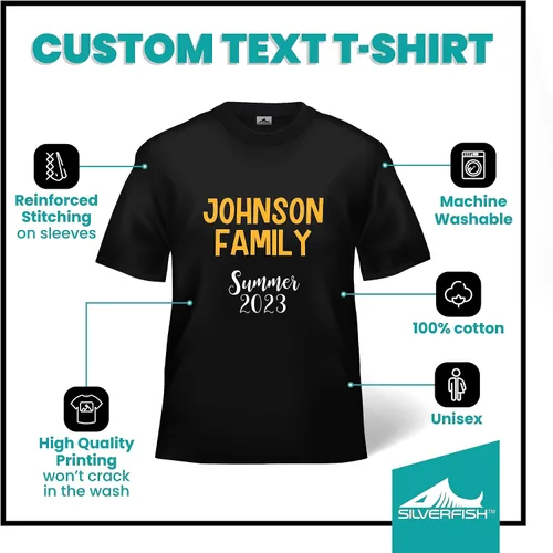 Vista 2 de Custom Text T-Shirt for AdultYouth Add Your Own Text Cotton Shirt Unisex Customizable Graphic Tee Personalized Gift