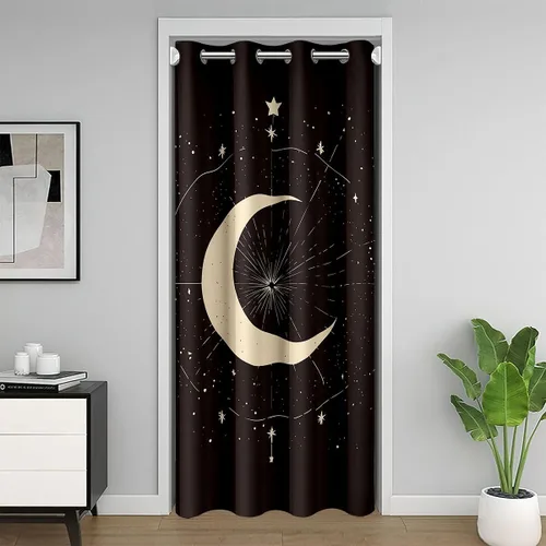Vista 9 de jejeloiu Cortina de puerta de estilo retro de los años 60 y 70 para puerta, privacidad, 34 x 80 pulgadas, linda cortina hippie para puerta