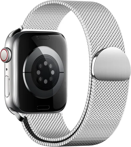 Vista 9 de QOKNUL Compatible with Apple Watch Bands for Women Men Stainless Steel Negro
