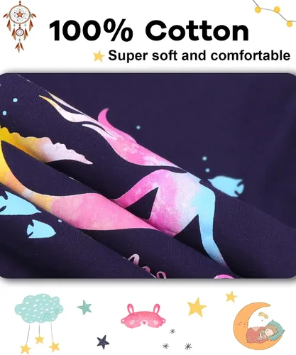 Vista 5 de DAUGHTER QUEEN Pijama de algodón para niñas de 4 piezas, talla 18 meses-12 años