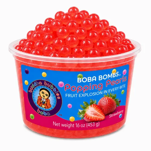 Vista 15 de Buddha Bubbles Boba - Perlas de Boba para reventar/estallar de primera calidad/Bombas de Boba / cobertura de postre (perlas de arándano)