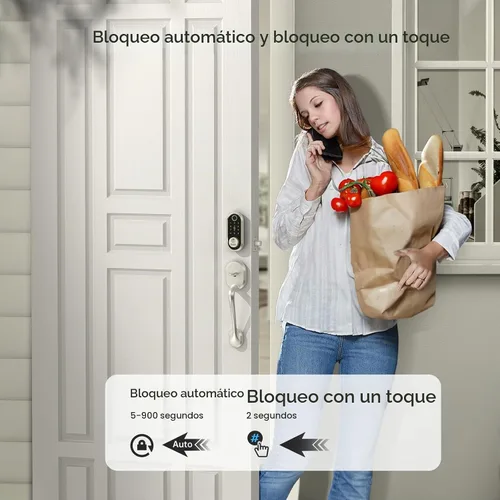 Vista 5 de Cerradura de seguridad inteligente, cerrojo electrónico de huellas dactilares SMONET con teclado, entrada sin llave Bluetooth, teclado digital