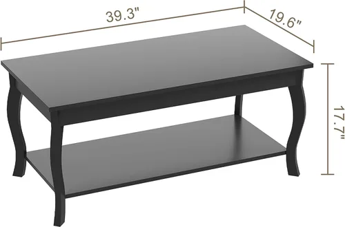 Vista 3 de ChooChoo Mesa auxiliar, moderna mesa central con patas curvas y estante de almacenamiento, mesa de centro de 39 pulgadas para sala de estar