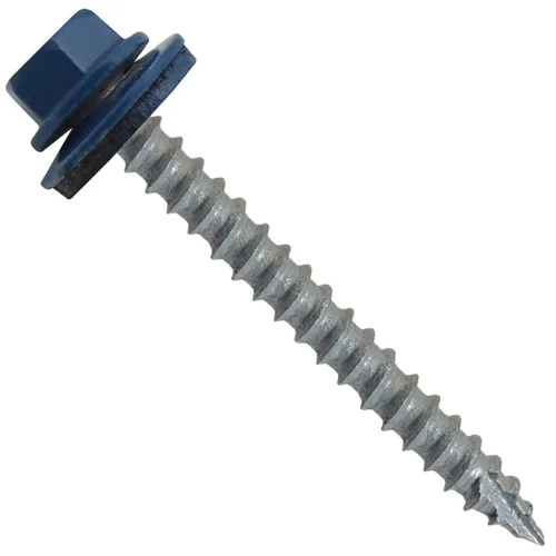 Vista 10 de TORNILLOS PARA TECHOS DE METAL #14: (250) Tornillos x 1" ABC GRIS Tornillo para techo de chapa metálica con cabeza hexagonal y arandela.