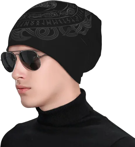 Vista 4 de Vikings Norse Runes - Gorro de invierno de punto suave para adultos al aire libre