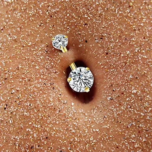 Vista 3 de Gnoliew Anillos de Ombligo Redondos de Circonita Cúbica, Piercing de Ombligo con Barra de Pesas