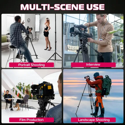 Vista 6 de ULANZI Trípode de video para cámara MT-81 con cabezal fluido de 360 grados, soporte de trípode de aleación de aluminio resistente de 61 pulgadas