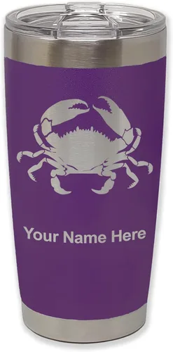 Vista 38 de LaserGram Vaso aislado al vacío de 20 onzas, cangrejo, grabado personalizado incluido (camuflaje verde)