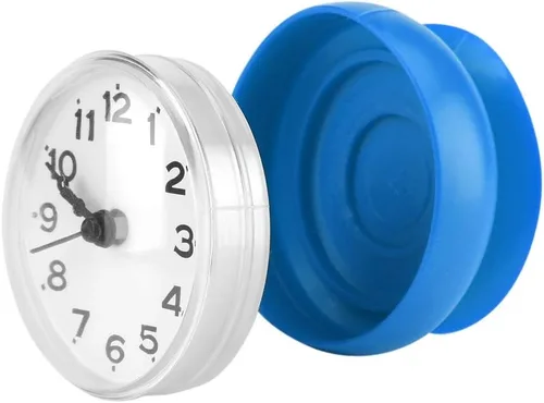Vista 8 de Reloj de pared con ventosa, espejo de ventana de pared con ventosa, reloj de ducha de baño con esfera digital árabe de cara redonda, reloj de ducha