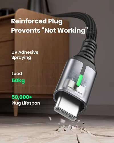 Vista 7 de INIU Paquete de 2 cargadores tipo C de 30 W de carga rápida y cable de carga USB C INIU de 6.6 pies, cable de carga rápida USB A a tipo C de 3.1 A