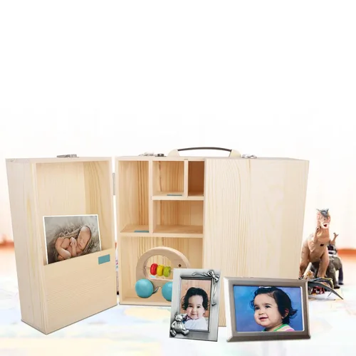 Vista 7 de Vencer Caja de recuerdos de bebé, caja de recuerdos de madera para recién nacidos y organizador de memoria con etiqueta escrita a mano para baby