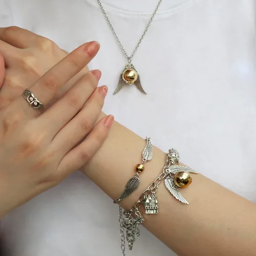 Vista 2 de Fancy Space Juego de pulseras con dijes, pulsera ajustable con temática de magia, regalo de cumpleaños para niños, niñas y mujeres