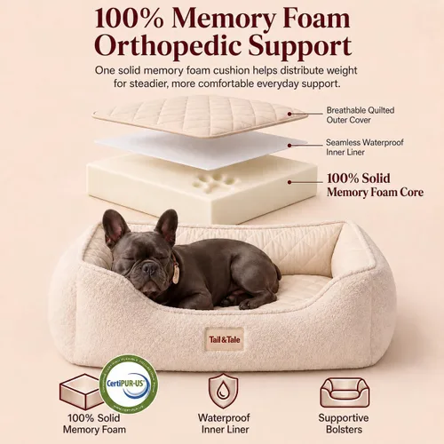Vista 5 de Cama ortopédica refrescante para perros pequeños, espuma viscoelástica