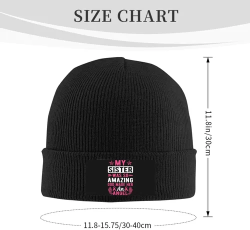 Vista 7 de FUNIAN Knit Beanie Warm and Cozy Winter Hat for Men and Women, My Sister was So Amazing God Made Her an Angel Fashionable Accessories with Stylish