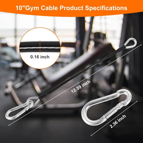 Vista 2 de Extensión de cable de gimnasio de 10 pulgadas compatible con Bowflex Home Gym Machine Accesorios para LAT/Tricep Pull Down y extensiones de piernas