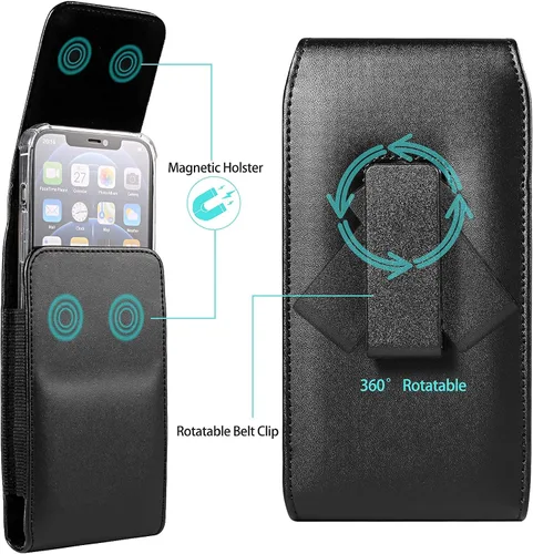 Vista 2 de Funda giratoria de piel sintética para teléfono celular, compatible con Galaxy S26+ S25+ S25 FE Note 20 A56 A55 A35 A15 iPhone 16 Plus 15 Pro Max