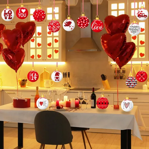 Vista 4 de 16 adornos de San Valentín, decoración de árbol, adornos de madera para el día de San Valentín, adornos de madera en 2D con forma de corazón, gnomo
