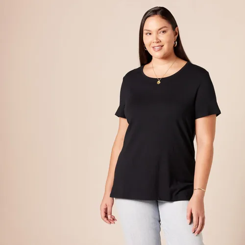 Vista 7 de Tienda Essentials - Camiseta de manga corta con cuello redondo y ajuste clásico para mujer, paquete múltiple