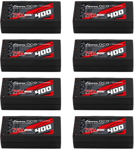 Vista 6 de Gens ace 400mAh 60C 7.6V HV Hardcase 2S Lipo Batería con XT-60 Plug (4Pcs)