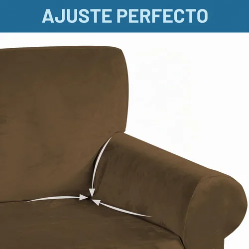 Vista 4 de H.VERSAILTEX Fundas de terciopelo elástico para sofá de dos plazas, fundas para sofá de 2 cojines para sala de estar, fundas deslizables con correas