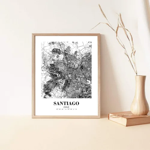 Vista 5 de Eleville 8x10 Unframed Santiago Chile City View Abstract Road Modern Map Art Print Poster Wall Office Home Decor Minimalist Line Art Hometown