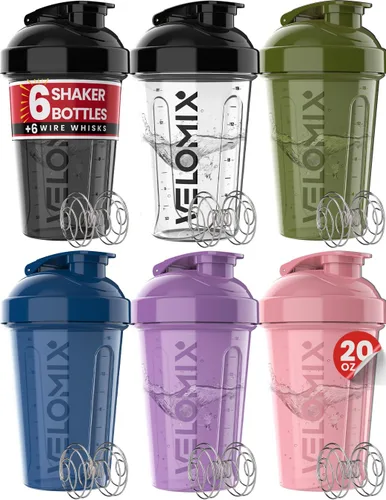 Vista 8 de VELOMIX -PAQUETE DE 6- Vasos Agitadores para Batidos de Proteínas de 20 oz - 6x Batidor de Alambre Botella Agitadora de Proteínas a Prueba