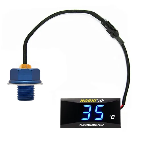 Vista 13 de Medidor de temperatura de aceite de motocicleta Medidor digital de temperatura de aceite termómetro electrónico con adaptador de sensor de Azul