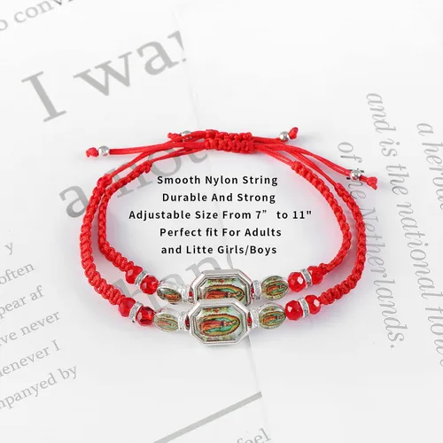 Vista 2 de BONITTER 612 PCS Virgen MaríaSan BenitoSan Judas pulsera rosario hecho a mano nudo rojo cuerdas pulseras de la suerte pulsera hombres o mujeres como