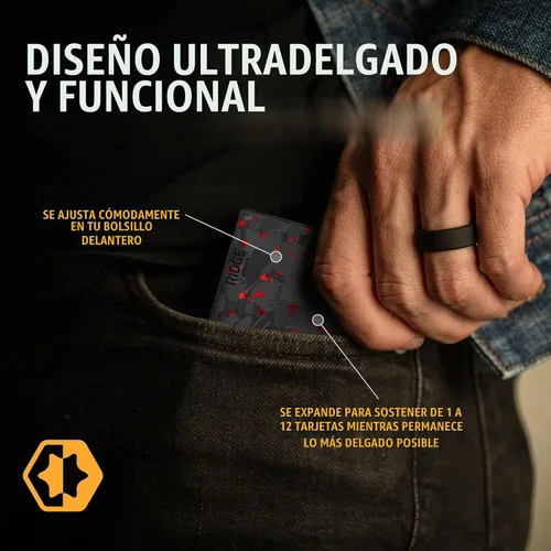 Vista 2 de Cartera Ridge para Hombres - Cartera Delgada Minimalista Compacta y Portarjetas, Carteras de Bolsillo Frontal con Protección RFID para Hombres