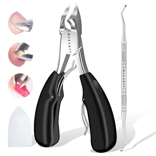 Vista 9 de Makartt Cortaúñas para uñas encarnadas con elevador de uñas, juego de podólogo de acero inoxidable para uñas gruesas, herramientas de manicura