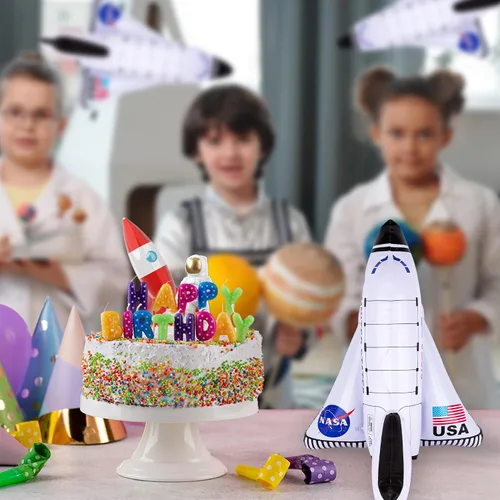 Vista 7 de ArtCreativity Inflables de transbordador espacial, juego de 2, 14 pulgadas de largo, decoraciones de fiesta temática del espacio exterior y juguetes