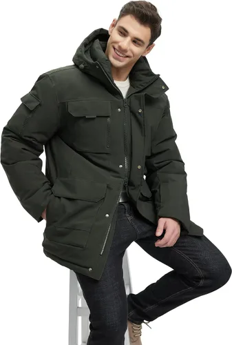 Vista 5 de Abrigos de invierno para hombre, chaquetas de invierno impermeables para hombre, chaqueta acolchada cálida con capucha cortavientos
