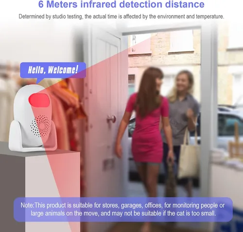 Vista 2 de Alarma con sensor de movimiento con 17 campanillas, 3 modos de alarma, 4 niveles de volumen, alarma inalámbrica con detector de movimiento