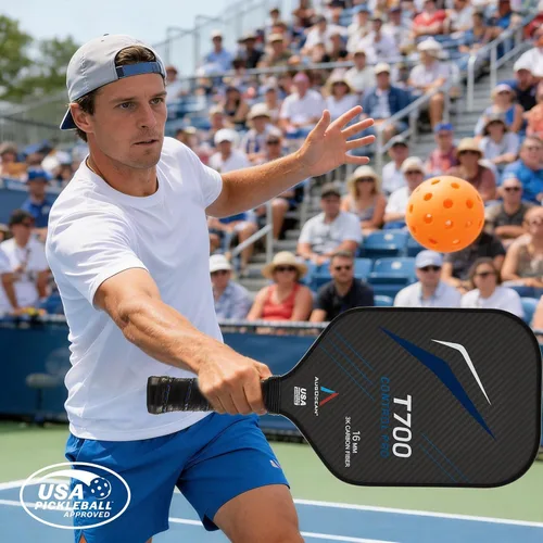 Vista 2 de Pala de Pickleball, Palas de Pickleball - Superficie de Fibra de Carbono Cruda 3K con Gran Rugosidad y Giro, Raqueta de Pickleball T700