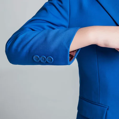 Vista 8 de YuanLu Conjunto de 5 piezas para niños, traje de niño de color azul rey
